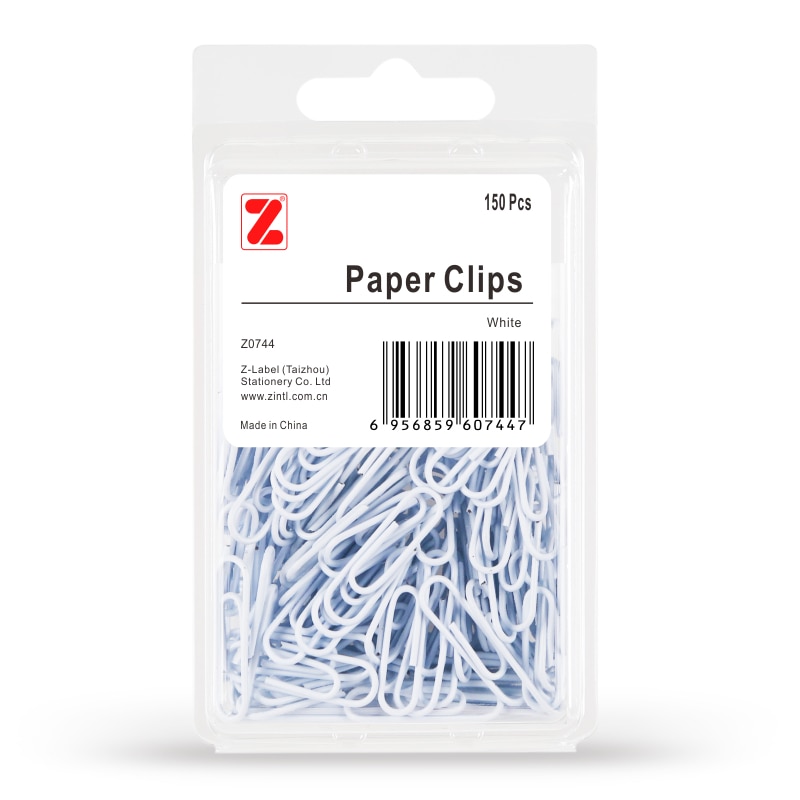300 stuks kleurrijke paperclips met z-label, witte paperclips, snoepkleurige paperclips