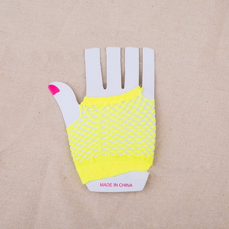 Nylonowe kolorowe rękawiczki kabaretki bez palców na 80s zaopatrzenie solidny i akcesoria kostiumowe różbyć winnym krótkie rękawiczki kabaretki dodatki na imprezę