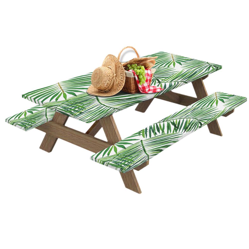 Picknicktafel en bankhoezen 3 stuks Stijlvolle picknicktafelkleden Picknickbankhoezen Mooie waterdichte elastische tafelkleden voor: WHITE