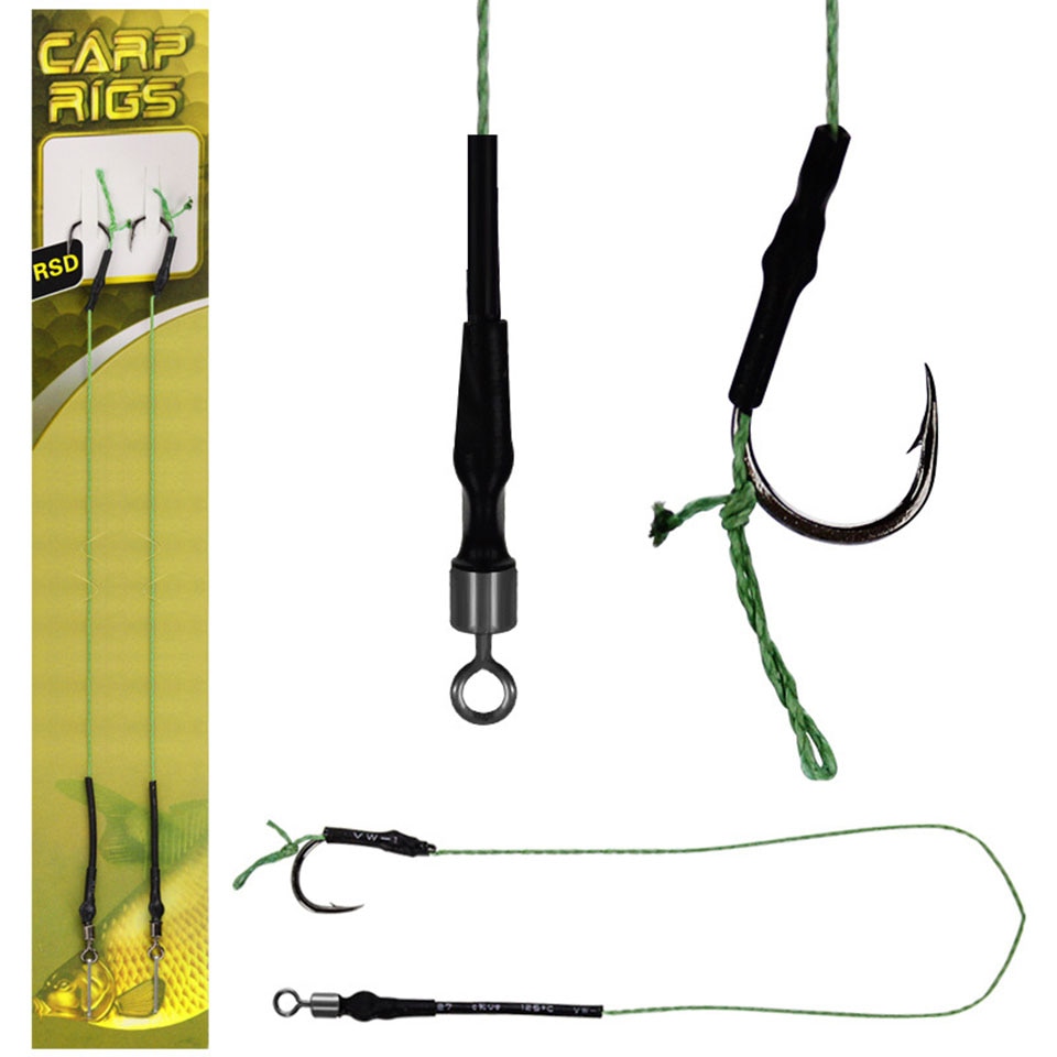2 x Carp Fishing Ready Made Hooklink Tied Rigs Terminal Tackle Carp fishing rigs Carp Rig Curve Shank Fishing Hooks Size 7# 8# 9