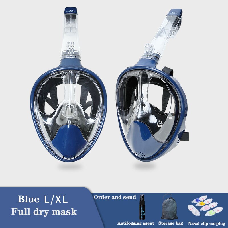 Diving Mask Underwater Scuba Anti Fog Full Face Diving Mask Snorkeling Set Fully Dry Breathing Tube Scuba Diving Mask: color 10