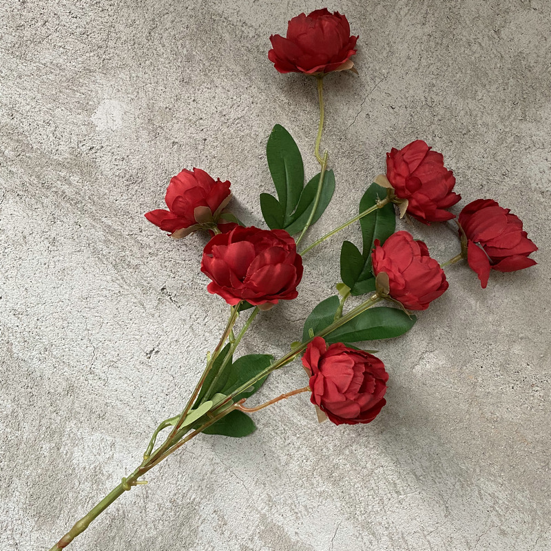 7heads/branch mini peony aritificial flower: Gold