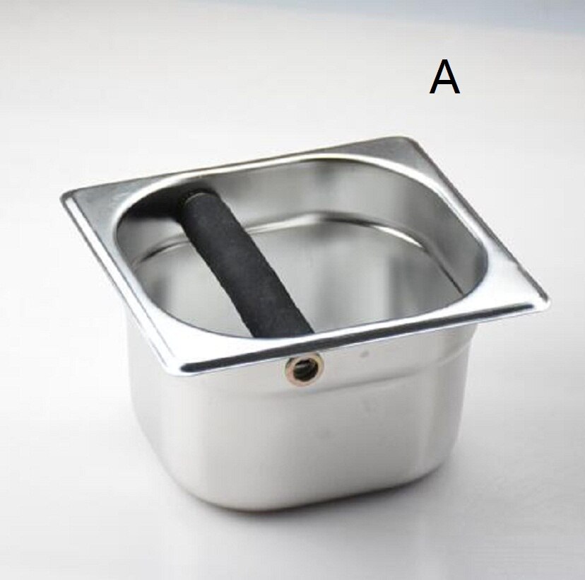 Wooden Knock Box Stainless Steel Coffee Beans Barrel A/B: A