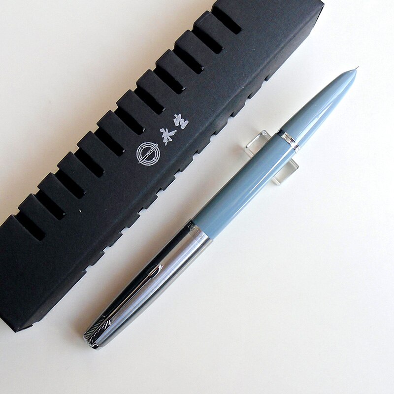 Yong Sheng 601 0.5mm Fine Nib Vacumatic Fountain Pen Metal+ABS Body Silver Cap: sky blue