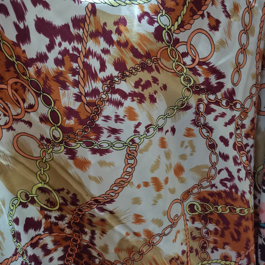 Satin stof kæde leopard print bånd materiale blank charmeuse polyester tilda tørklæde materiale
