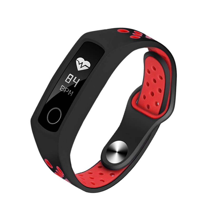 Pulseira de silicone para huawei honor band 4 5 pulseira inteligente para honor band 5 acessórios de relógio: black red / for Honor Band 4
