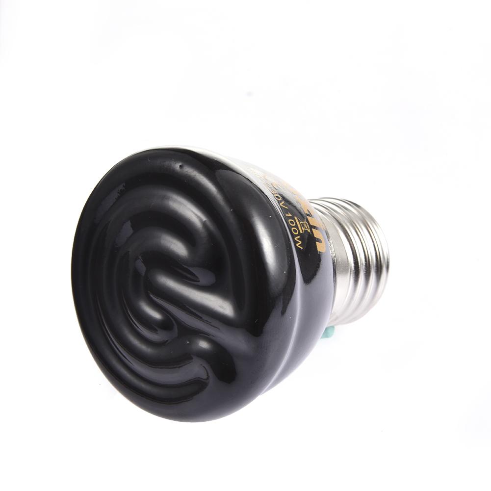 Mini Black Pet Heating Lamp Infrared Ceramic Emitter Heat Light Bulb Pet Brooder Chickens Reptile Lamps 25/50/75/100W Pets Bulbs