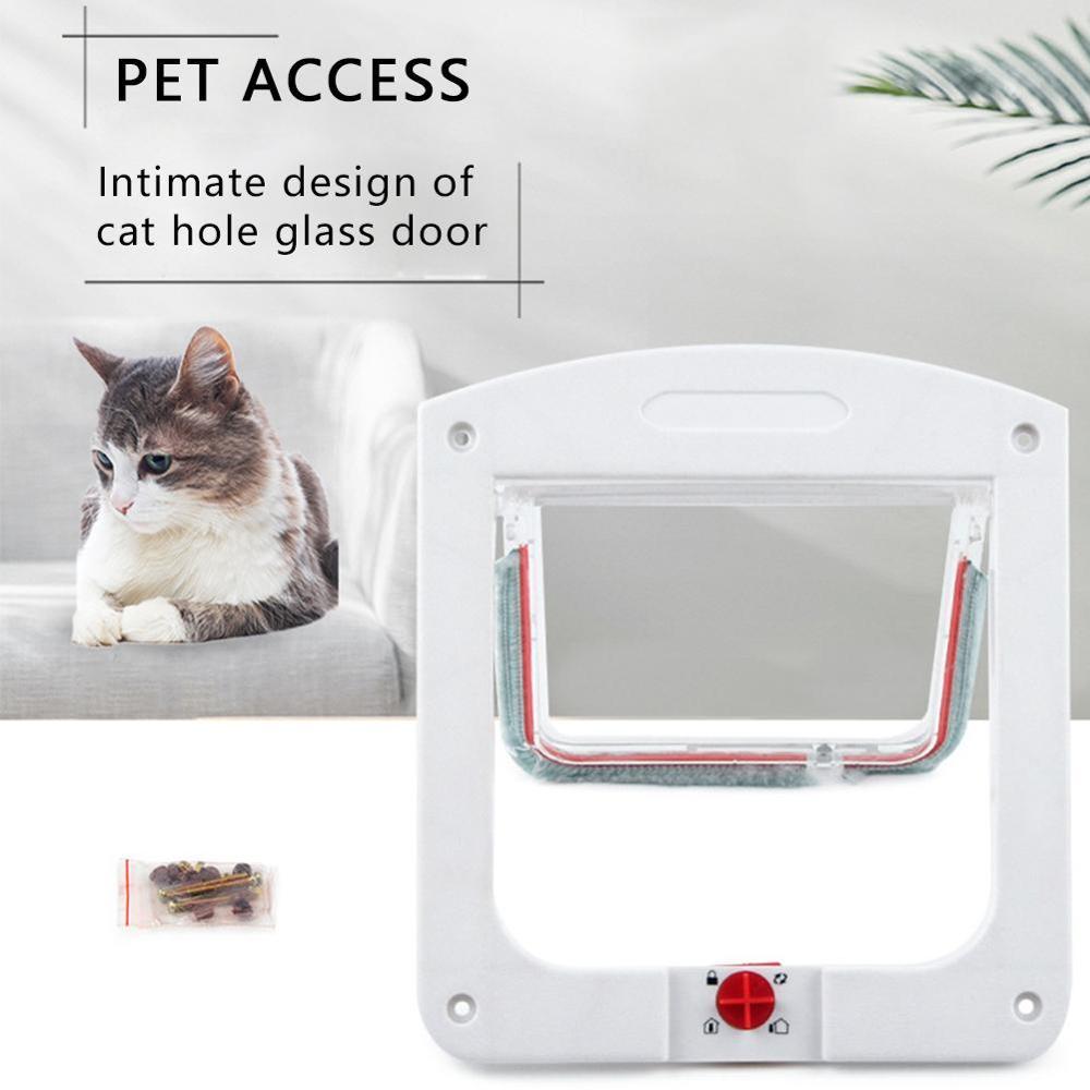 4 Way Afsluitbare Kat Deur Beveiliging Flap Deur Abs Plastic Dier Kleine Huisdieren Puppy Katten Honden Gate Deur Voor Huisdieren levert