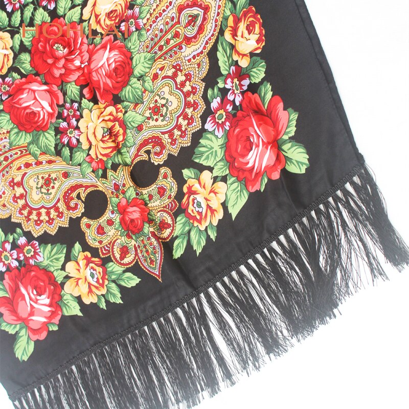 Foulard Long Femme à Franges - Imprimé Floral - Mélange Coton - Plus de 175cm