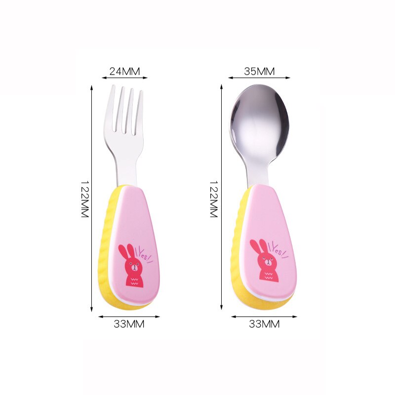 2Pcs/Set Stainless Steel Kids Fork Tableware Cartoon Cutlery Set Children Portable Camping Travel Dinnerware Kitchen Accessories