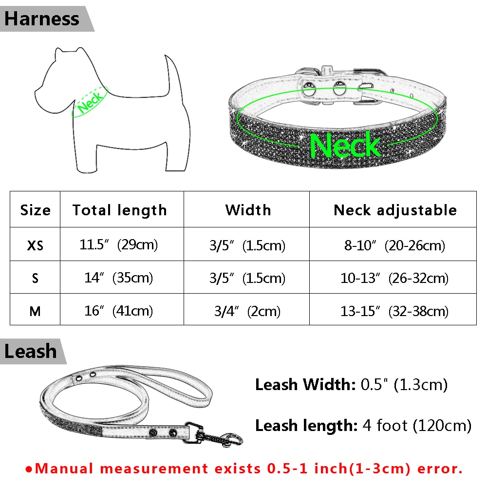 Strass hundhalsband bling kristall katt hundhalsband och koppel set djurpromenader koppel justerbar för små medelstora hundar