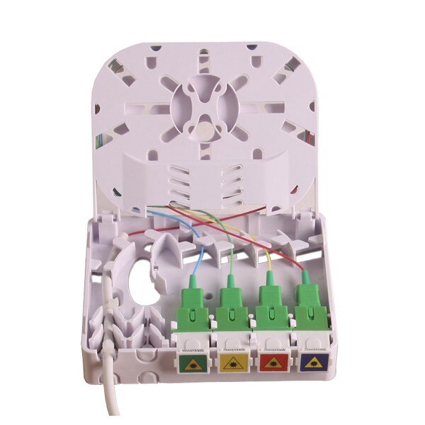 ODN FTTH 4 cores fiber Termination Box 4 ports 4 channels fiber socket Splitter Box indoor outdoor fiber optic faceplate