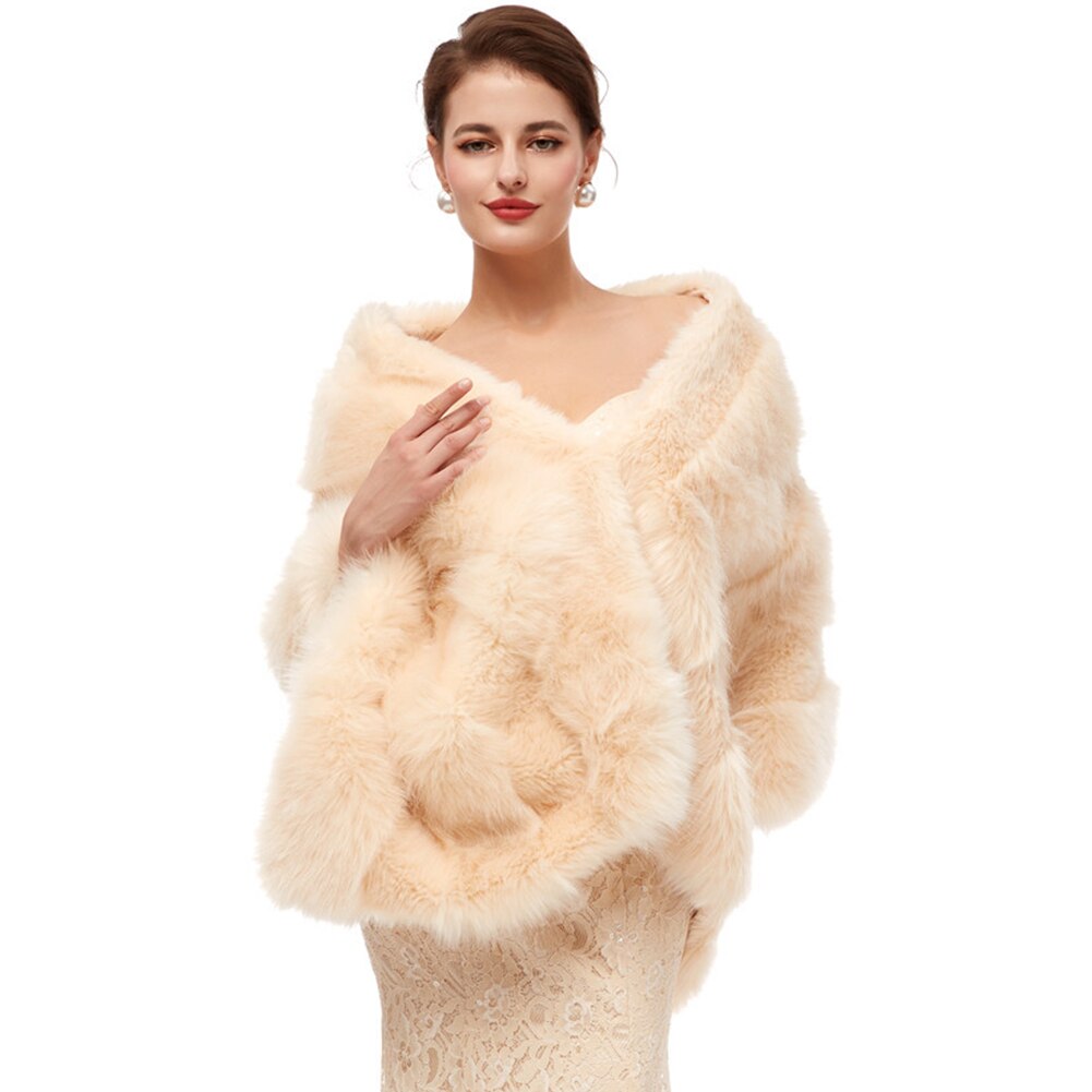 neue Pelz Frauen Bolero Braut Schal Faux Fell wickeln Bolero Hochzeit Kap Braut Schal Pelzcape Winter Elfenbein Braut Mantel Bolero: 126