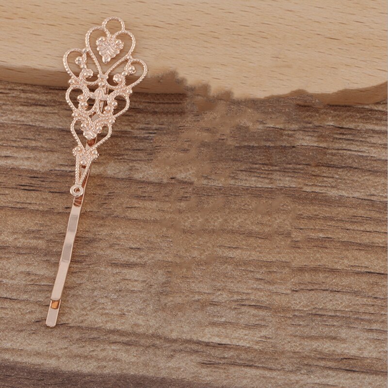 10Pcs Brons Vintage Bloem Spacer Alligator Haar Clips Bobby Pins Haarspelden Haarspeldjes Accessoires Voor Vrouwen Meisjes: KC Gold