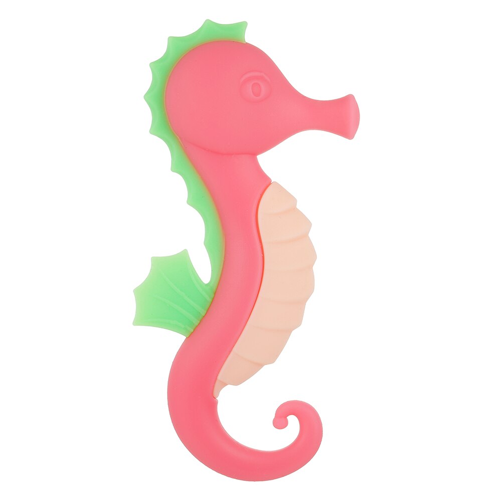 Silicone Food Grade Baby Teethers Hippocampus Toy Massage Gums Chewable Pacifier Oral Care Baby Teething Training Toothbrush: Pink