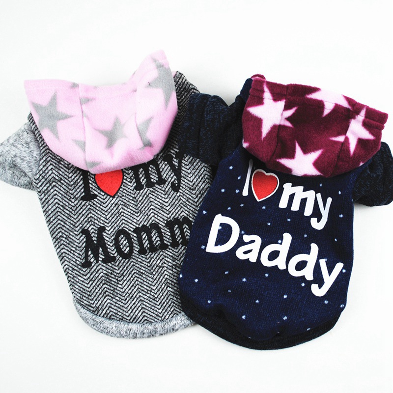 Dog Hoodie Pet Dog Clothes Letter Printed Jacket Cotton Warm Clothes for Small Dogs Chihuahua Pug Bulldog Clothing c