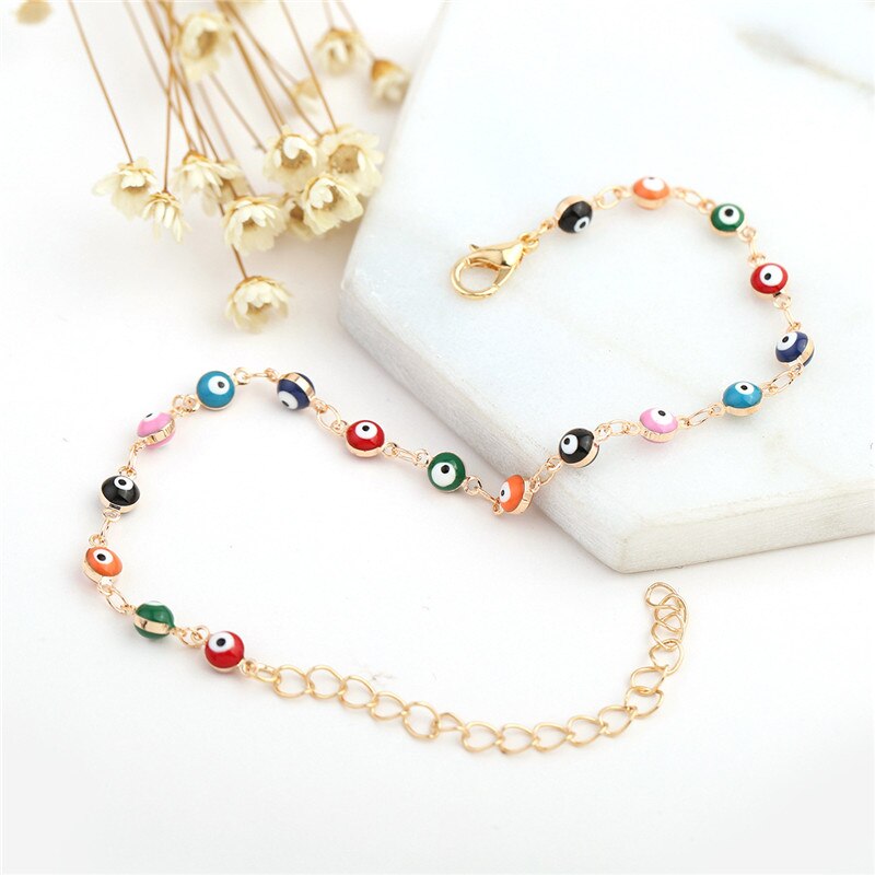 Religieuze Turkse Eye Enkelband Voor Vrouwen Goud/Zilver Kleur Ketting Boze Oog Enkelbanden Armbanden Op De Been Vrouwelijke sieraden