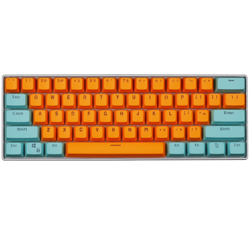 61 chaves pbt doubleshot backlit keycaps conjunto perfil oem para mx teclado mecânico do jogo ansi gh60 rk61/alt61/annie/poker gk61: Cyan Orange