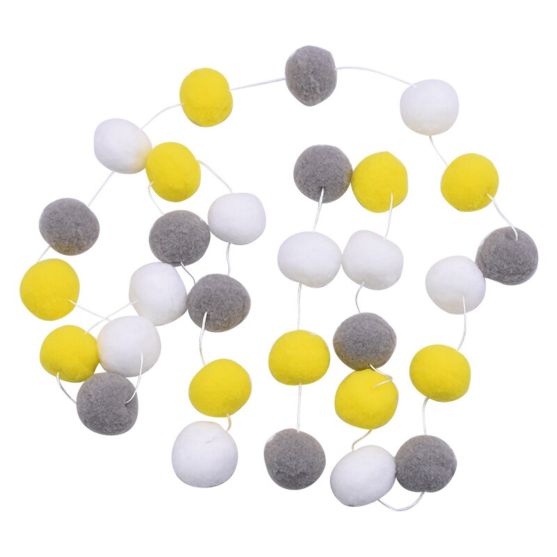 2.5M Multicolor pluszowe kulki pompon Garland kula filcowa wełniana String Banner dla domu dzieci pokój wisząca dekoracja Baby Shower Supply: B06