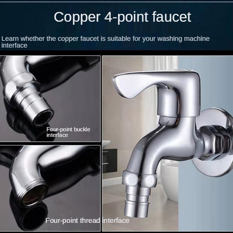 Robinet spécial pour Machine à laver, 1 entrée et 2 sorties, double usage, 4 Points, tout en cuivre, robinet de piscine à vadrouille allongée