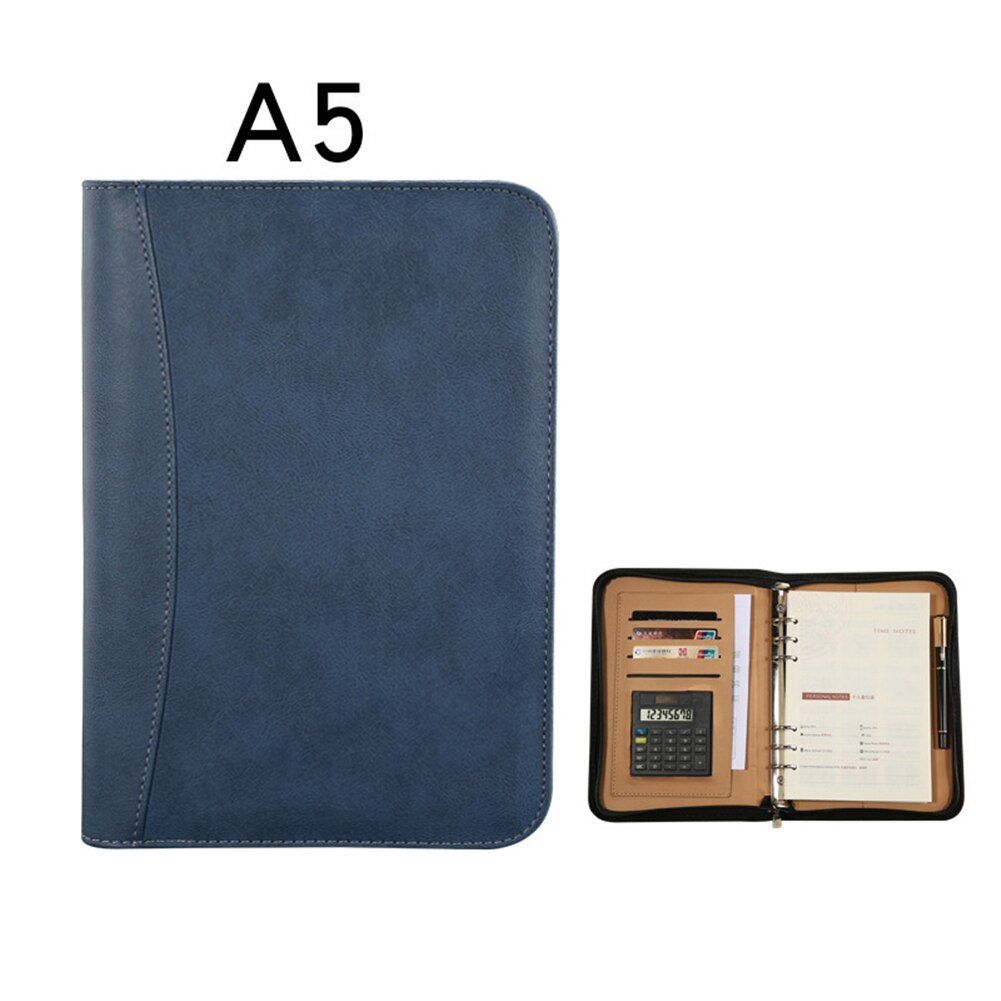 Daily A5 PU Leather Notebook with Calculator Spiral Personal Diary Planner Organizer Notepad Travel Agenda Manager Folder: Sky Blue