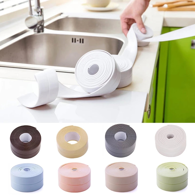Autocollant étanche pour évier de cuisine, ruban adhésif Anti-moisissure, en PVC pour comptoir de salle de bain, espace de toilette, outil de couture auto-adhésif