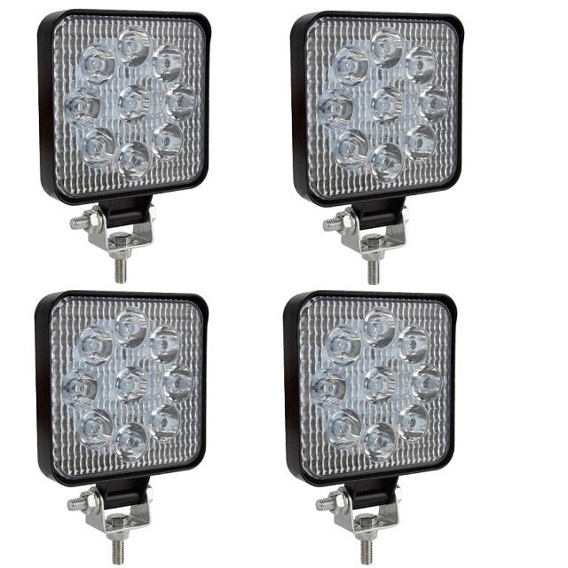 Okeen 4 kpl 48w neliö led -työvalo suuritehoinen kohdevalo mini -ledbar 4 x 4 offroad -mönkijä -kuorma -auton traktorin moottoripyörän valot: 27w neliö
