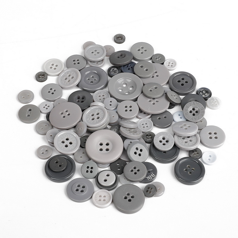 Mixed Color & Size Small Plastic Buttons Round Cartoon Button DIY Craft Scrapbooking Sewing Garment Accessories: Grey