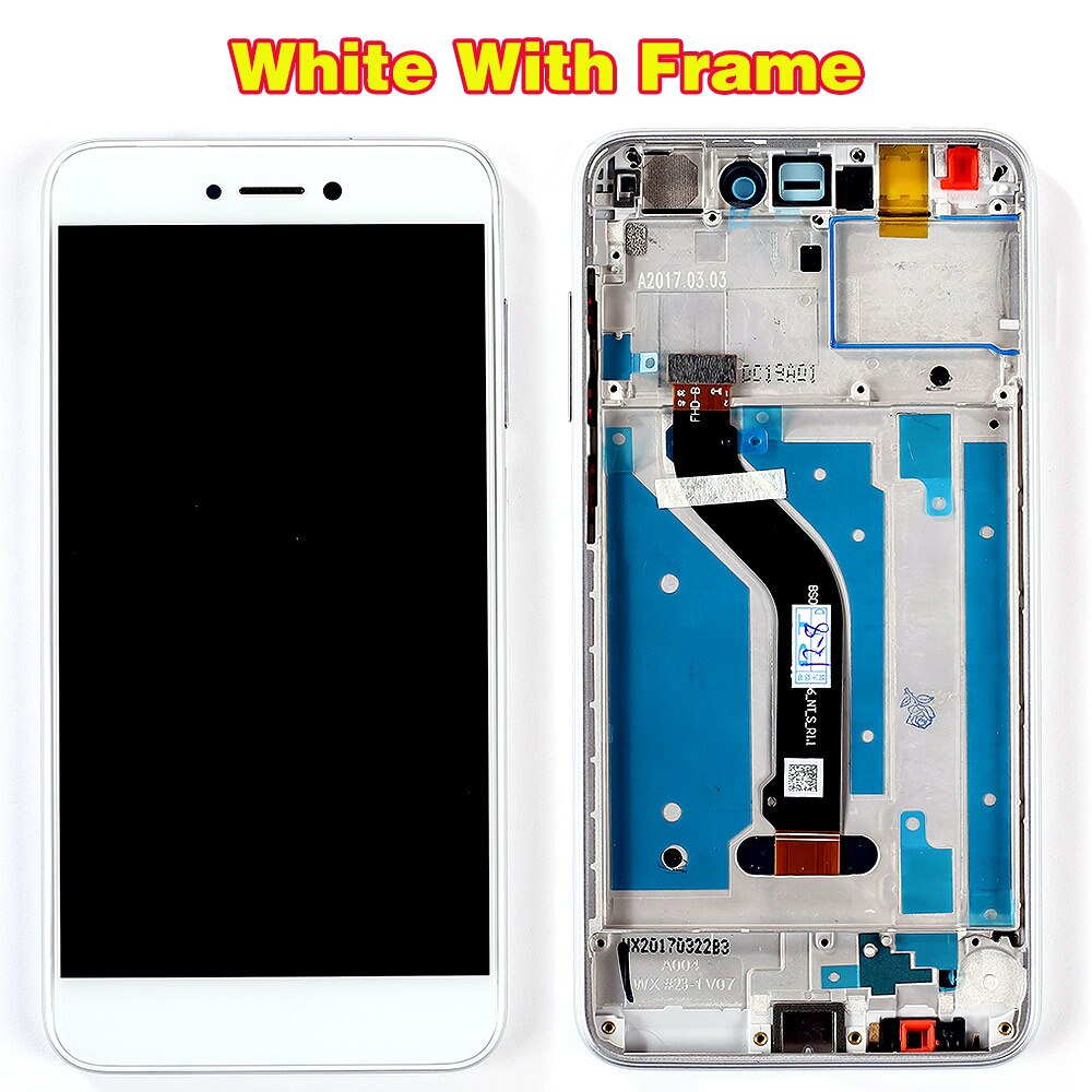 Pour Huawei Honor 8 lite écran LCD PRA-TL10 PRA LX1 LX3 écran tactile 5.2 pouces numériseur cadre d'assemblage avec film de verre gratuit: White With Frame