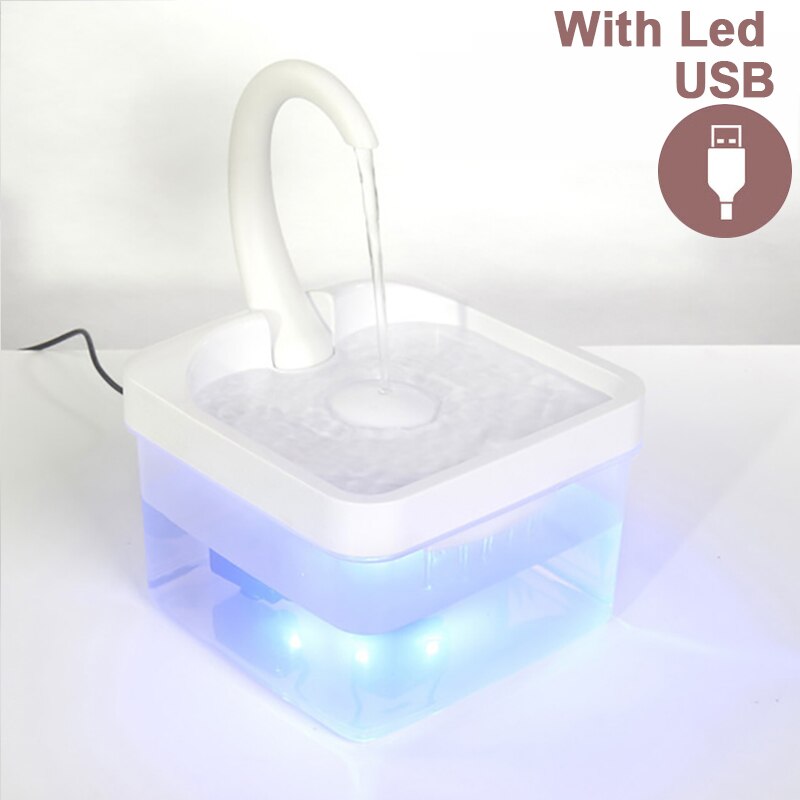 Intelligent Cat Drinking Water Fountain USB Automatic Circulating Water Dispenser Drinking Fountain With Sensor Indoor Fountains: B-with led