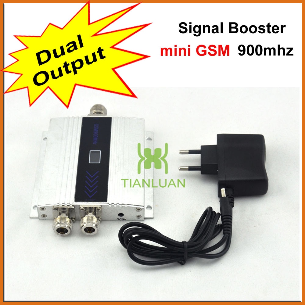 Dual Output Mini GSM 900 mhz Mobiele Telefoon Signaal Booster, GSM 2g Signaal Repeater, mobiele Telefoon Signaal Versterker met Voeding