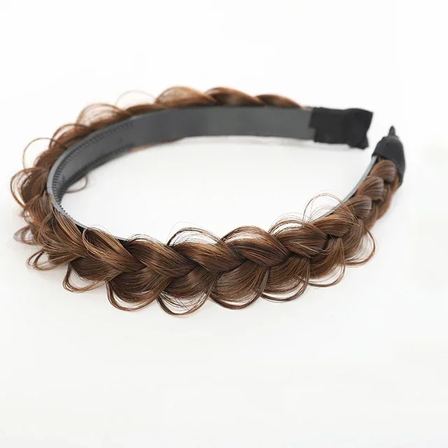 Diademas de peluca torcida para mujer, trenzas anchas de espina de pescado, diademas hechas a mano, aro para la cabeza, accesorios para el cabello,: Plata