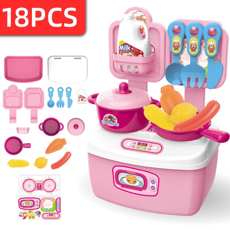 Cross border girl's playhouse vierdelige set tafel, commode, yi ju gereedschapskist, educatief speelgoed voor kinderen: Keukenset