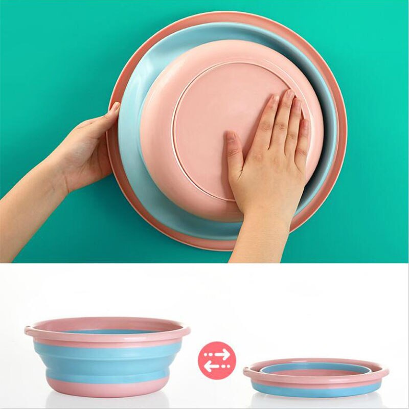 Folding Wash Basin Plastic Portable Outdoor Travel Laundry Tub Thickened Kitchen Vegetable Sink Household Cleaning Tools