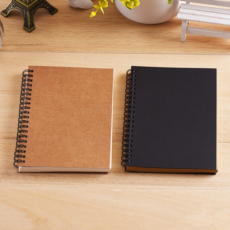 LOLO Black Khaki Sketchbook Spiral Drawing Notebook Inner Blank White Art Paper Notebook Painting Writing