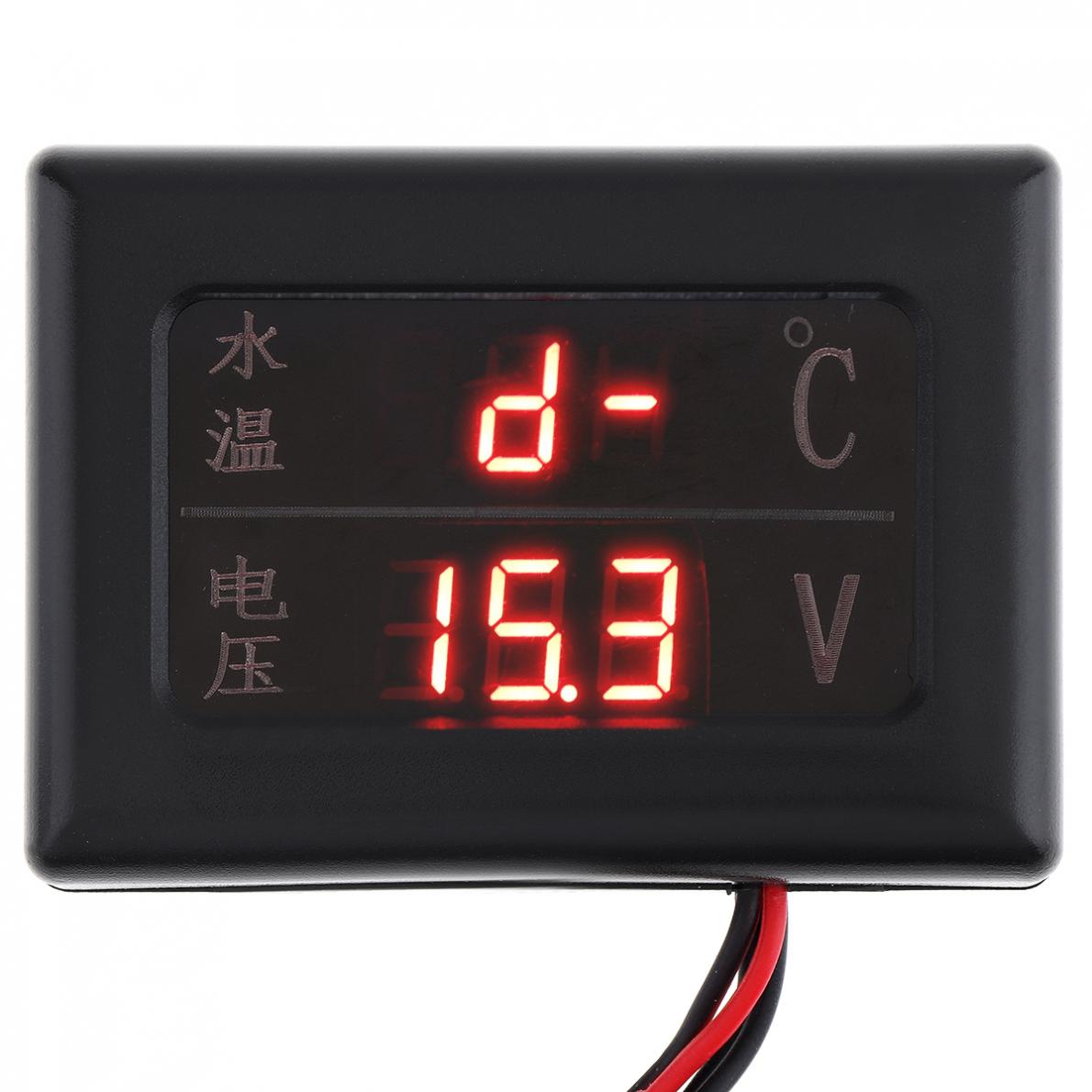 12V / 24 V Universal 2 In 1 Digital Anti-shake Water Temperature Gauge Volt Gauge Meter with Sensor for Car / Truck
