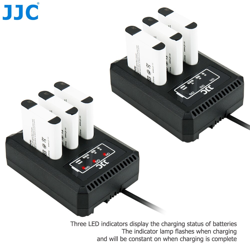 Jjc usb multi batteriladdare för ricoh db -110/ olympus li -90b/ jjc b -db110 ladda 3 batterier med led indikatorer förlängningskabel