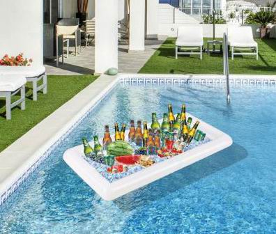 inflatable salad bar buffet ice bucket cup drink holder swimming bathing pool Floating row toy party decoration bar coasters