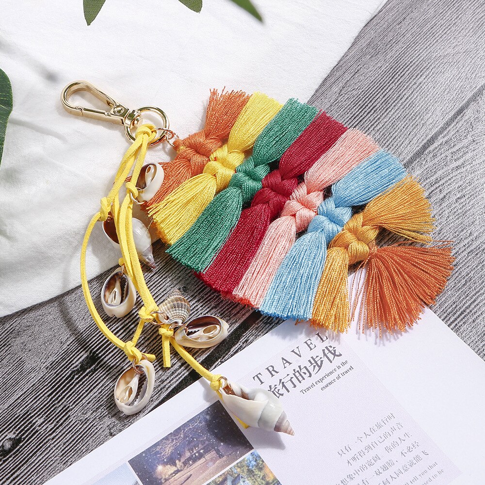 1PC Style Bohemia Leaf Tassel Fringed DIY Jewelry Garments Bag Decorative Accessories Key Chain Pendant Craft Cotton Tassels