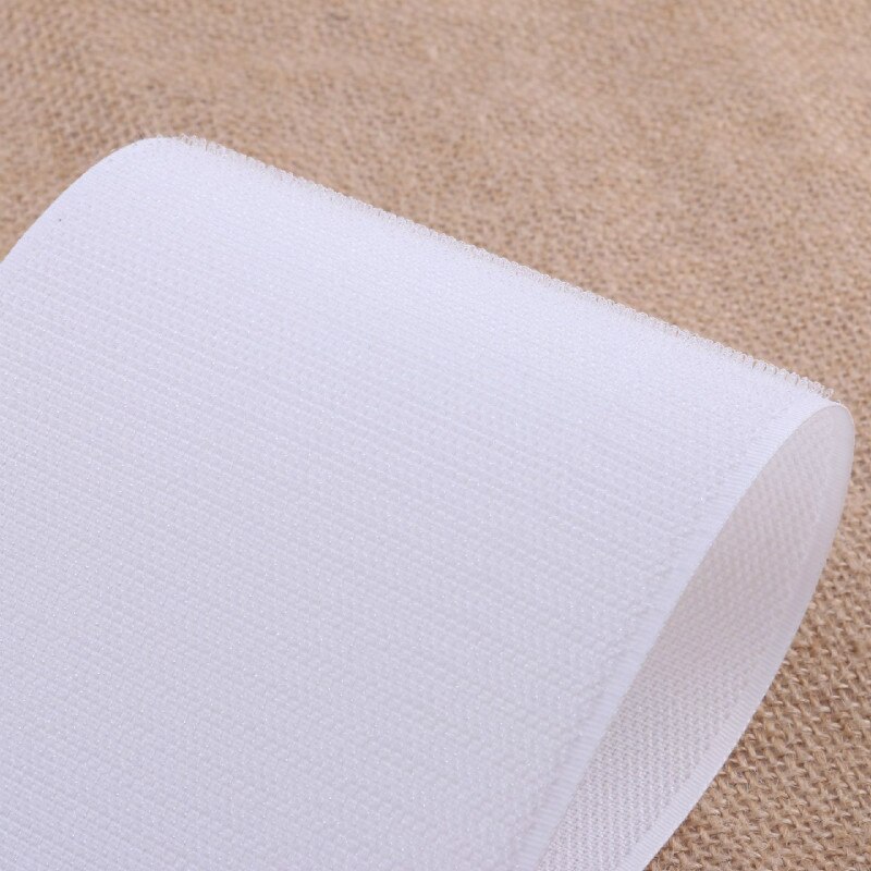 Haak en Lus 10 M * 5 cm Kleverige Zelfklevende Magic Tape Lijm Fastener Grip Tape Achtergrond Muur reclame Doek Productie: WHITE