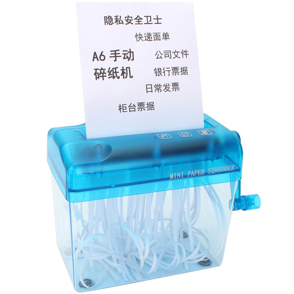 Mini Blue Shredder A6Manual Crusher Destroyers Paper Documents Cutting Machine for Home Office Desktop JHP-Best