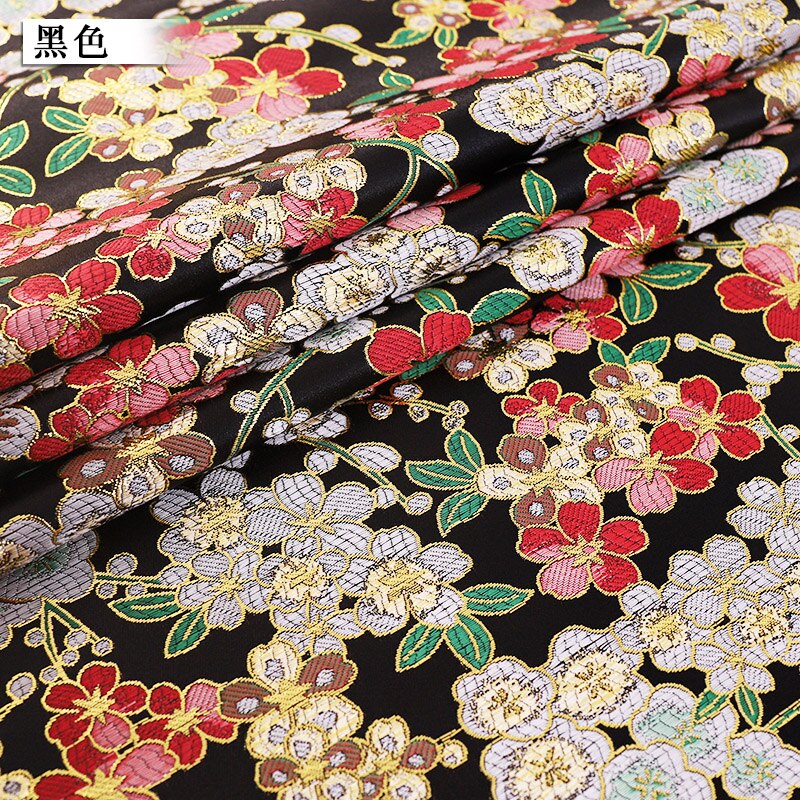 Gouden Patroon Satijn Brokaat Jacquard Bloem Stoffen Vrouwen Hanfu Kinderen Jurk Materiaal Voor Cheongsam En Kimono