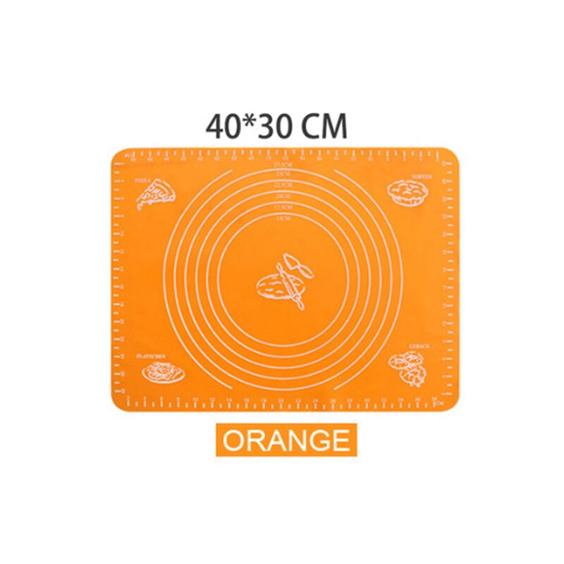 Reusable Silicone Baking Mat Eco-Friendly Mat For Rolling Dough Pad Large Non-stick Oven Patisserie Baking Accessories Tools: orange 40X30cm