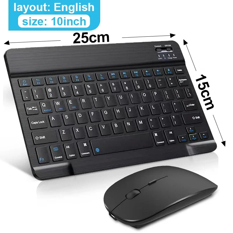 10 zoll Bluetooth Drahtlose Tastatur Wiederaufladbare Für Mobiltelefone Tablet Russisch Spanisch Französisch AZERT Für Android ios Windows: Anderes