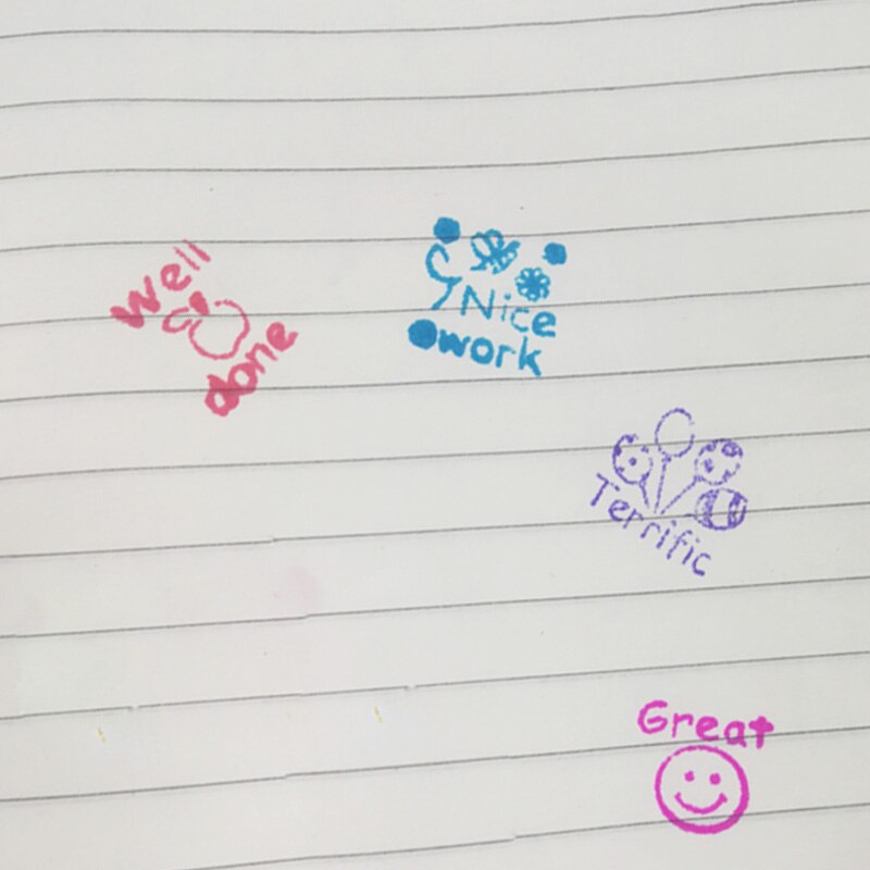 6Pcs/Set Cute Cartoon Children Praise Encouragement Seal Self-inking School Teacher Use Kids Favors Award Encourage Stamp