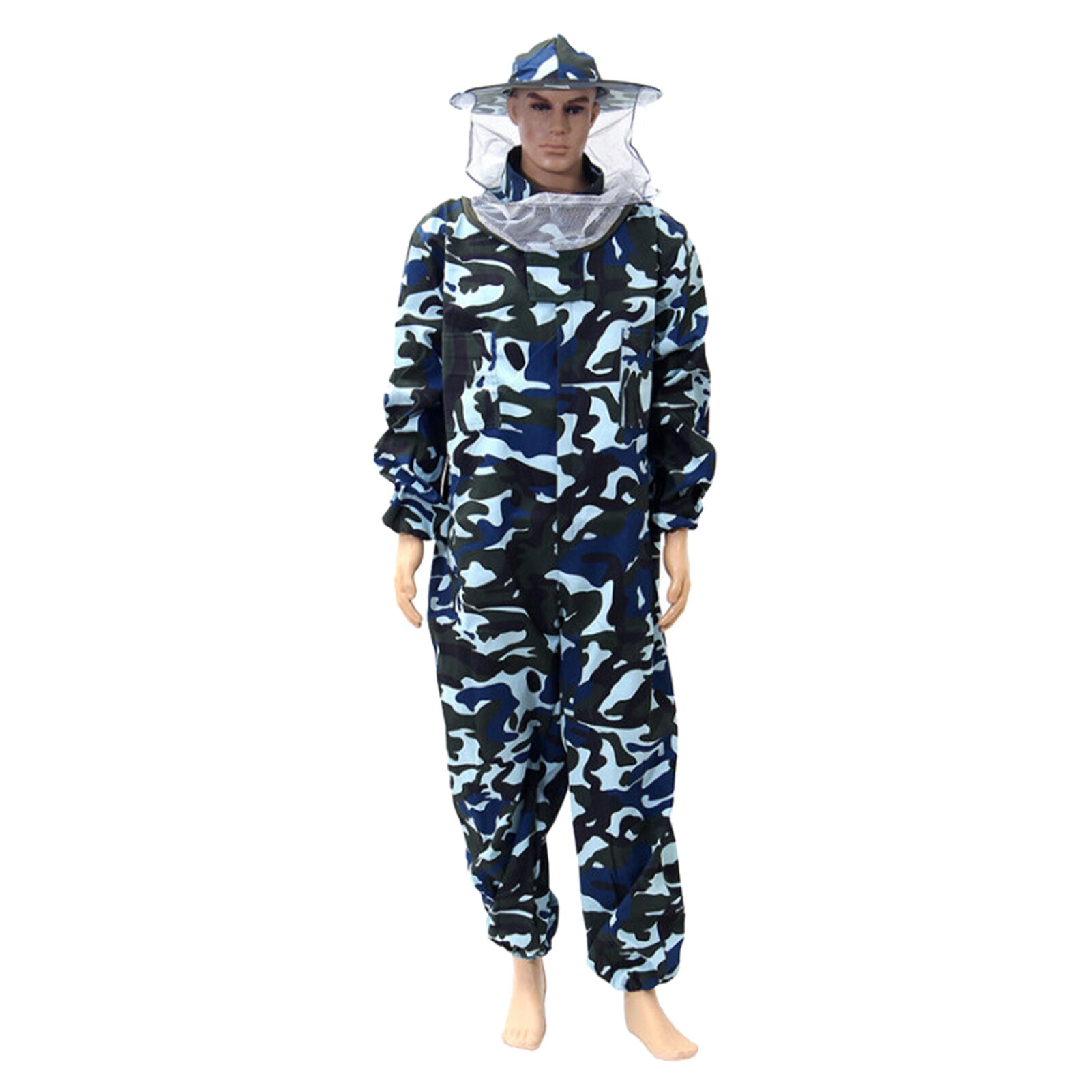 Ventilated Protective Clothing Beekeeper Anti Bee Safety Beekeeping Suit Full Body With Veil Hood Home Hat Zipper: Camouflage / L