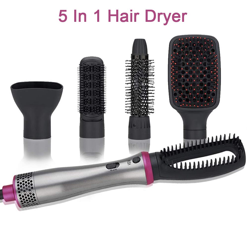 5 in 1 Beauty Salon Home use Hair Blow Dryer Air Brush Styler Negative Ion Hair Straightener Volumizer Hair Curler Hair Care