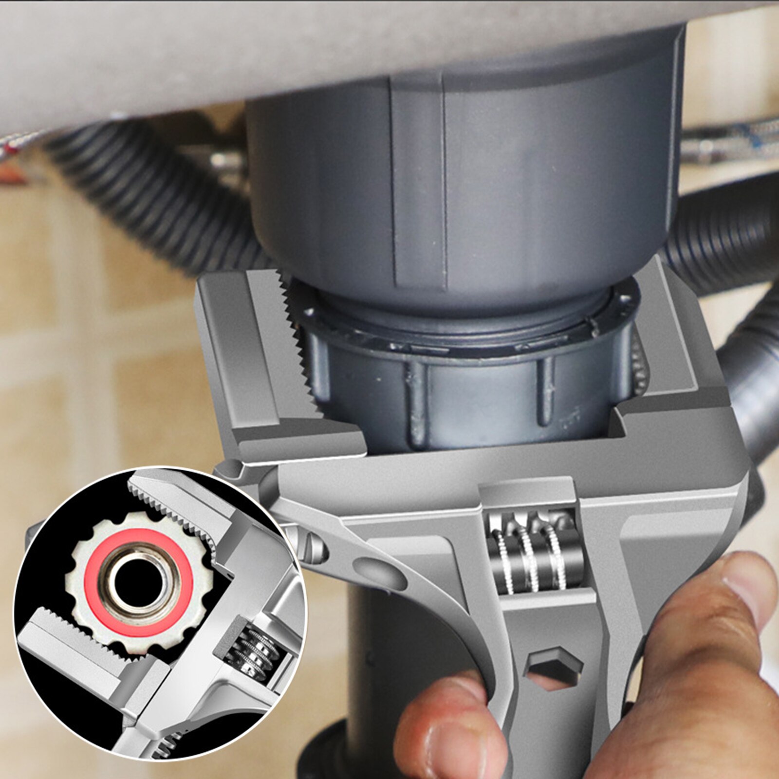 Open End Wrench Multifunctional Wrench Short Handle Large Opening Maintenance Wrench Adjustable Wrench for Bathroom Sewer Faucet