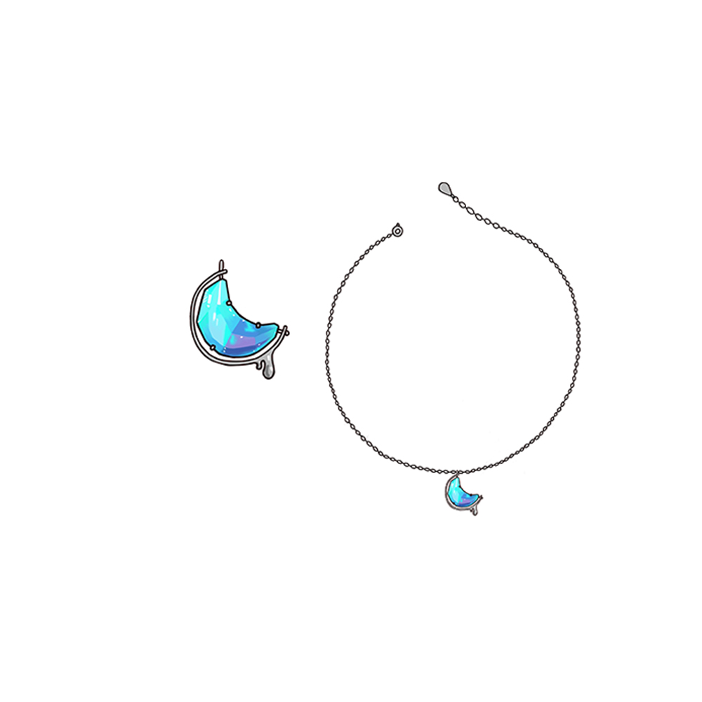 Thaya S925 Zilver Water In De Maan Ketting Blue Moon Bohemen Vrouwen Choker Ketting Voor Vrouwen Sieraden