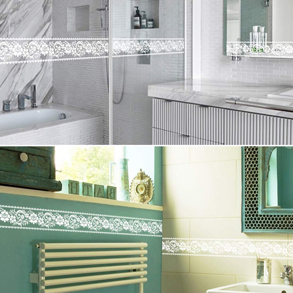 Roll White Lace Transparent Removable Self Adhesive Wallpaper Border Peel Waterproof Window Film Mirror Rustic Floral 40DC12